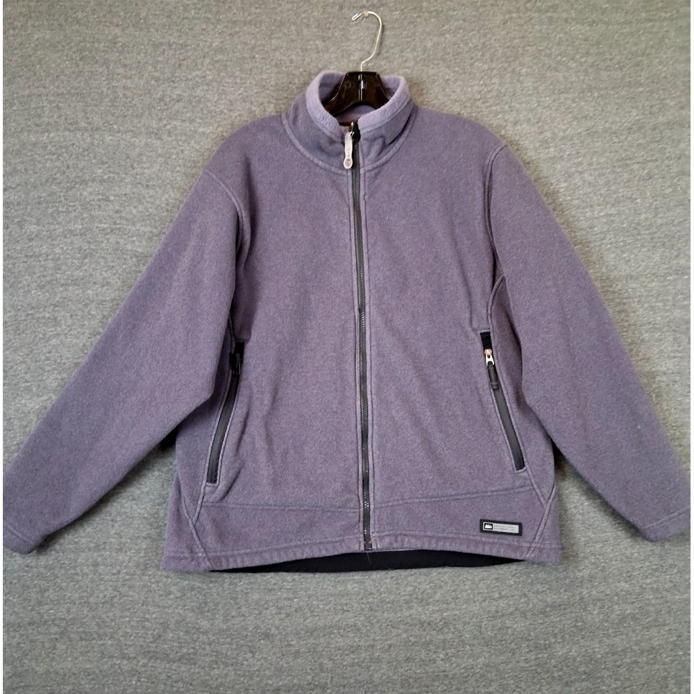 VTG REI Womens Jacket XL Purple Full Zip Fleece Gorpcore Hiking Camping Retro